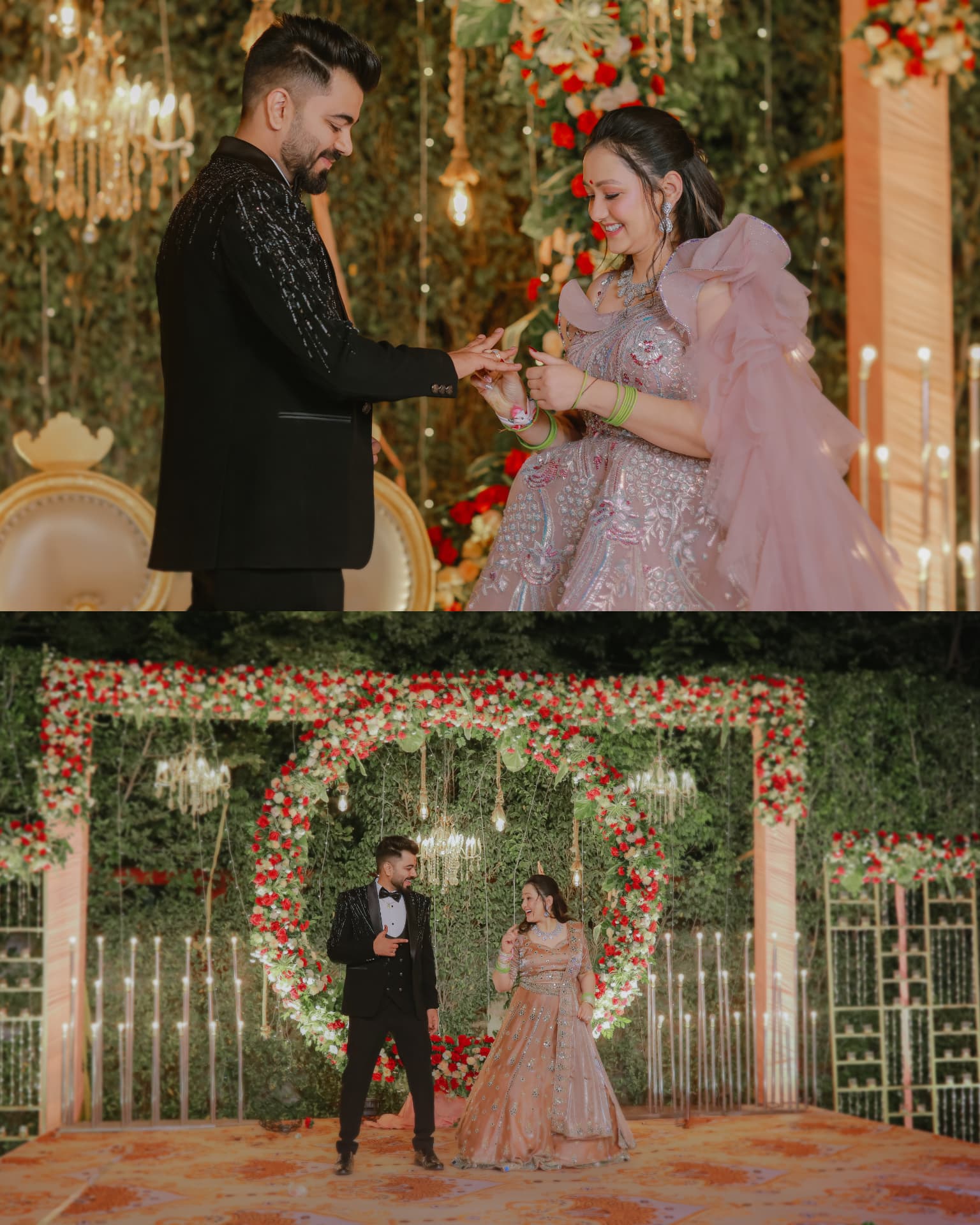 The ring exchange on the flower-decorated stage
