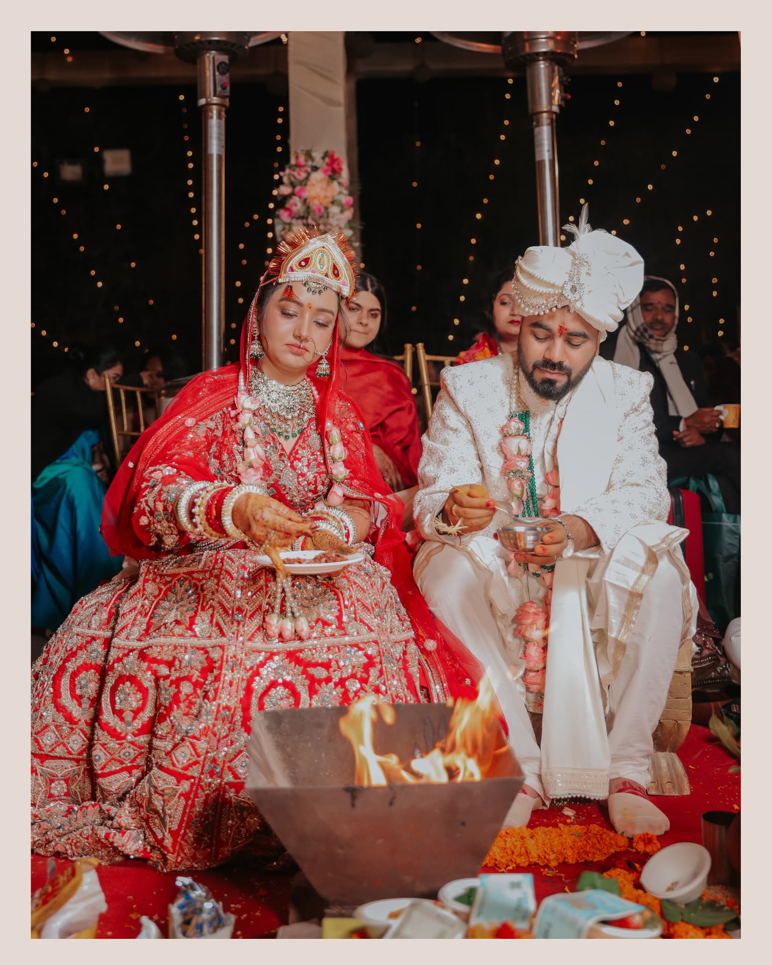 Anand and Soumya at the havan performing the wedding rites